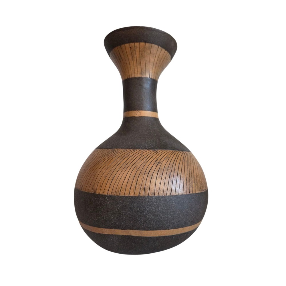 Pot Belly‎ Bulbous Vase Turned Wood Wooden Balsa? Vintage Signed Handmade 8.25"
